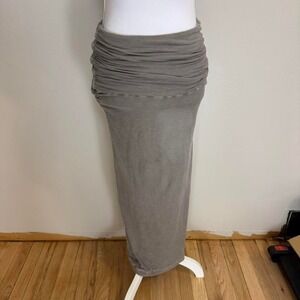 James Perse High Waisted Maxi Skirt Long Ruched Panel Pencil Grey Womens Sz 1/1